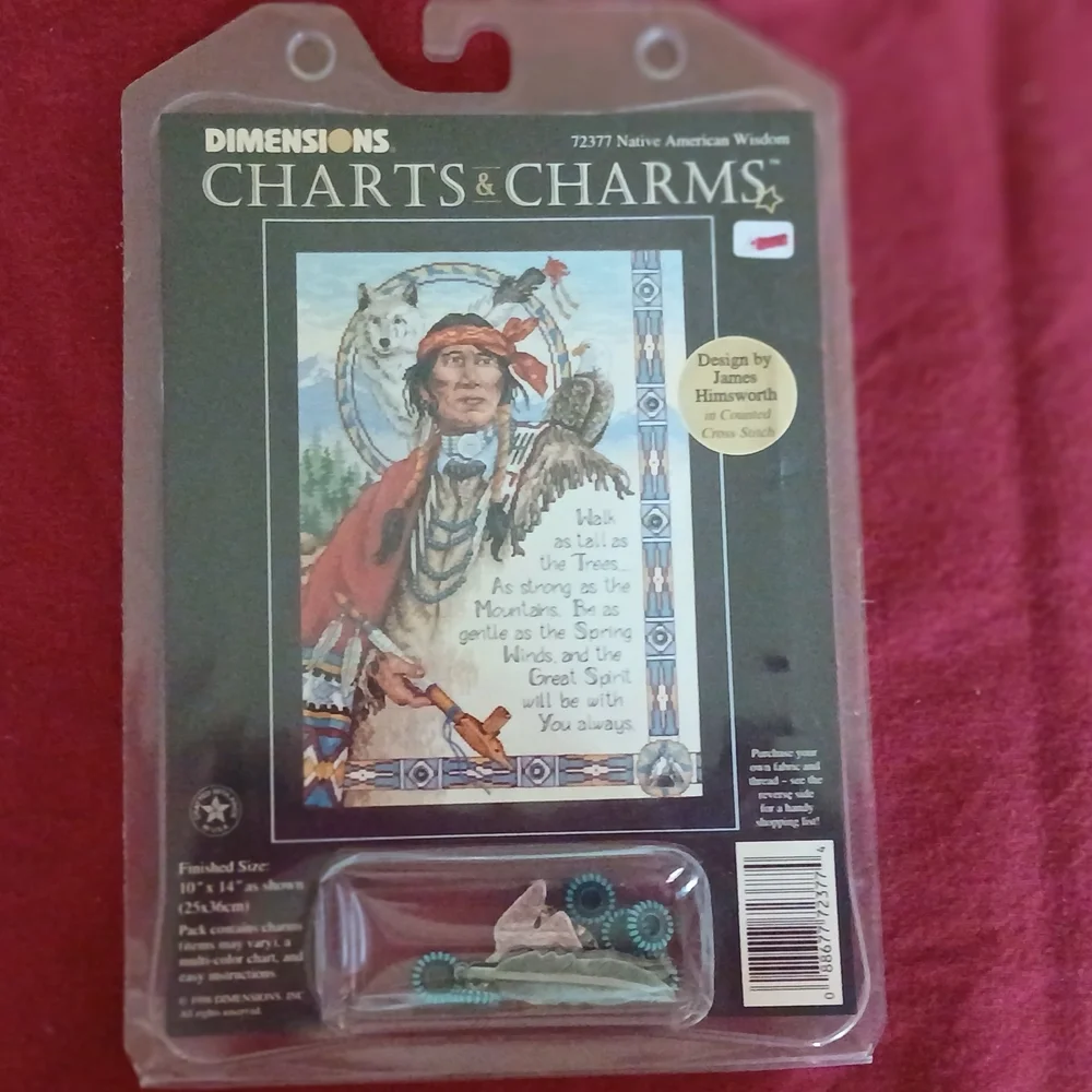 2 Complete Native American Dimensions Charts & Charms Cross Stitch Craft Kits